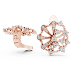 أقراط هووب ماسية كلاسيكية للنساء | تصميم ماسي زهور بسيط