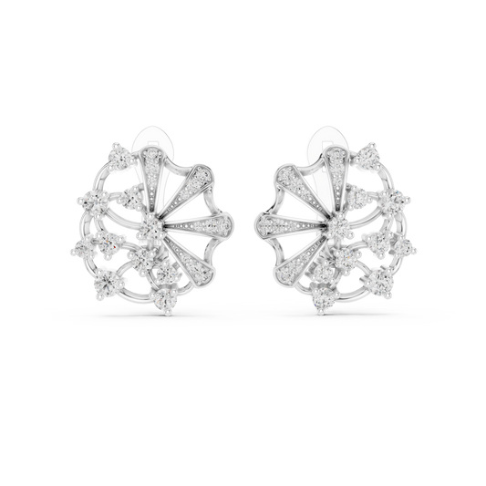 Classic Diamond Hoop Earrings for Women | Minimal Floral Diamond Design