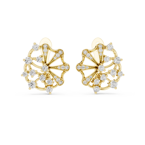 Classic Diamond Hoop Earrings for Women | Minimal Floral Diamond Design