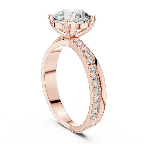 Brillanter runder Diamant mit verschlungenem Diamant- & poliertem Band