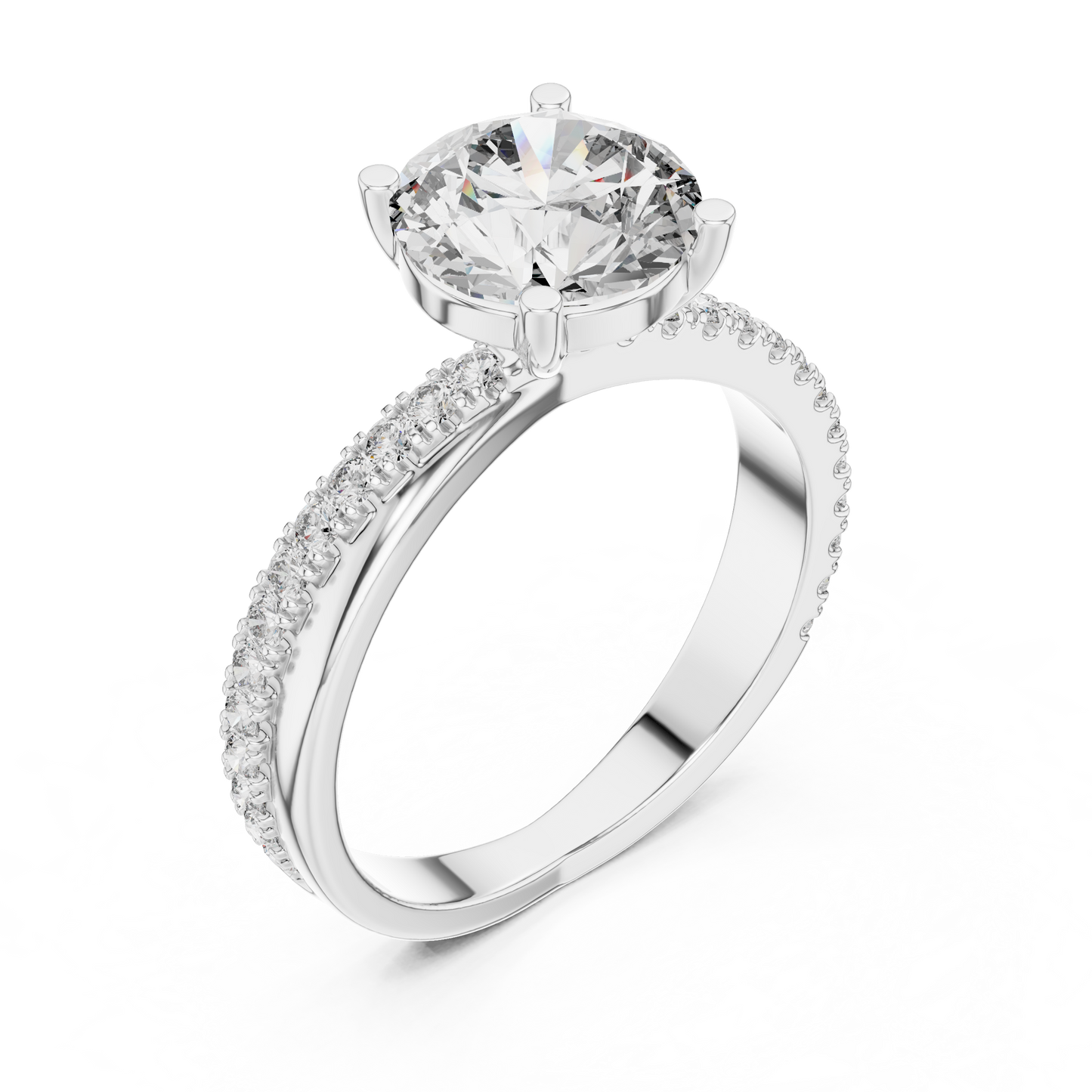 Brilliant Round Diamond with an Intertwined Diamond & Polished Band