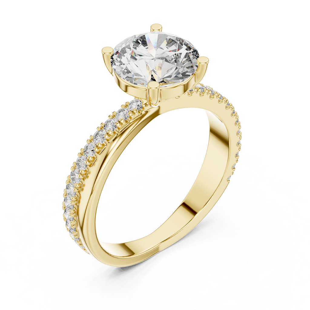 ماس دائري لامع مع خاتم ماسي مصقول ومتشابك