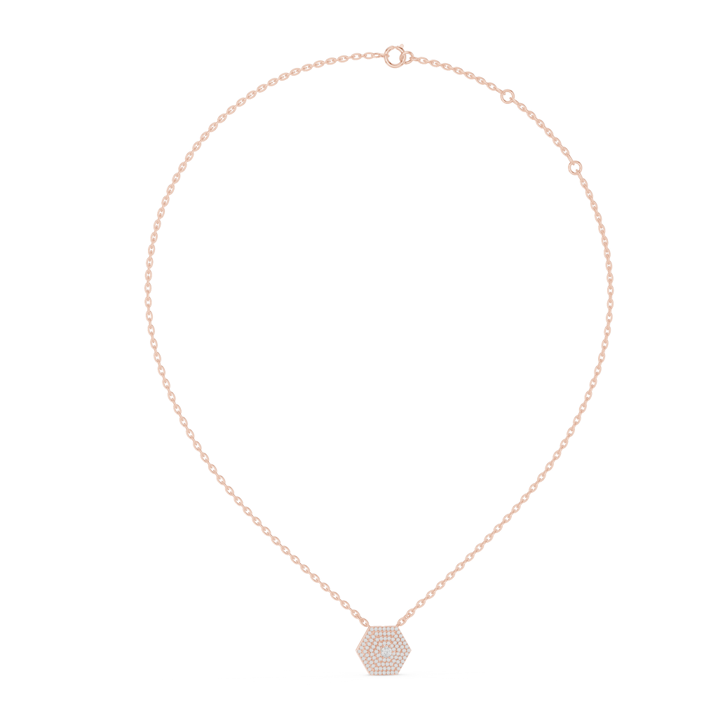 Luxury Hexagon Diamond Pendant Necklace