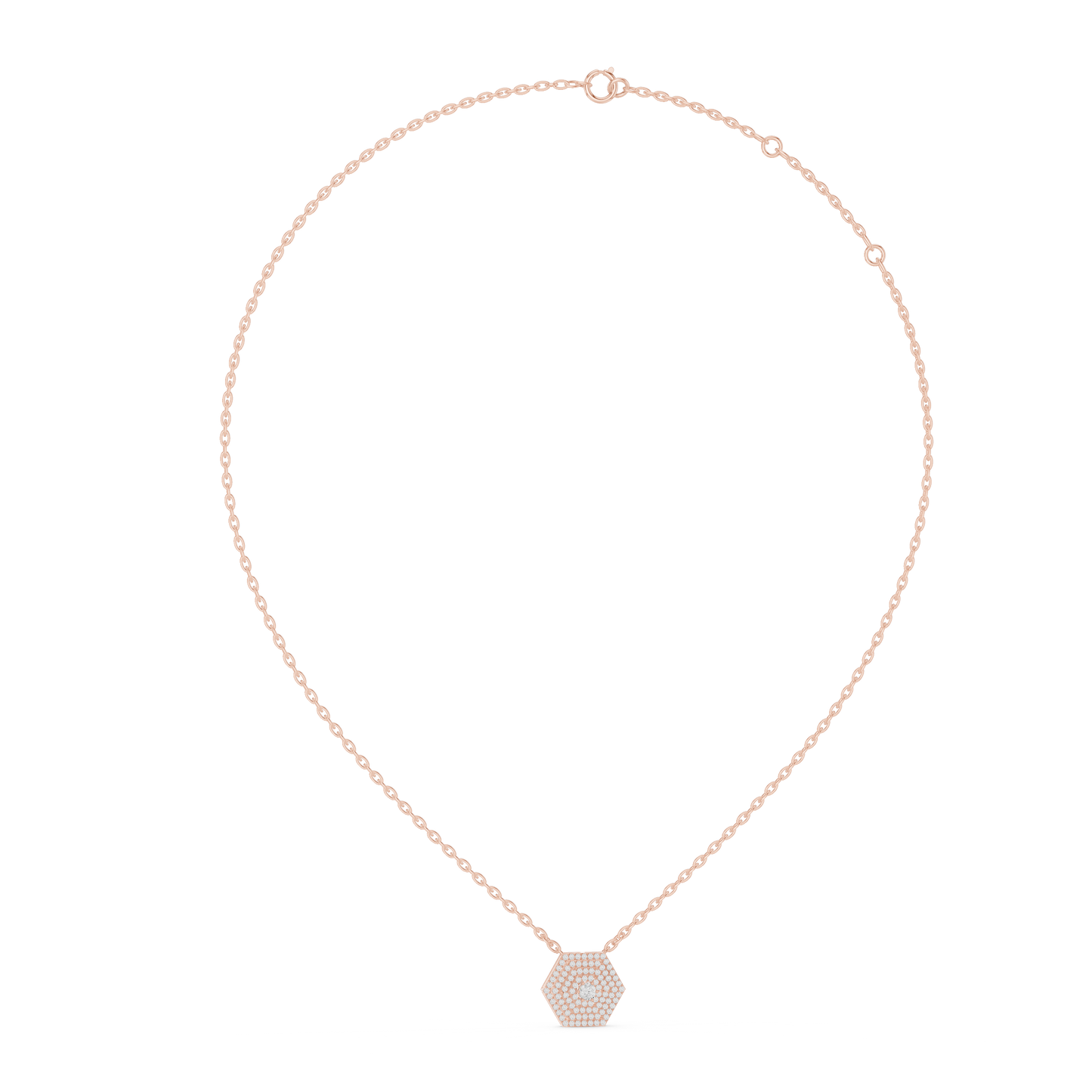 Luxury Hexagon Diamond Pendant Necklace