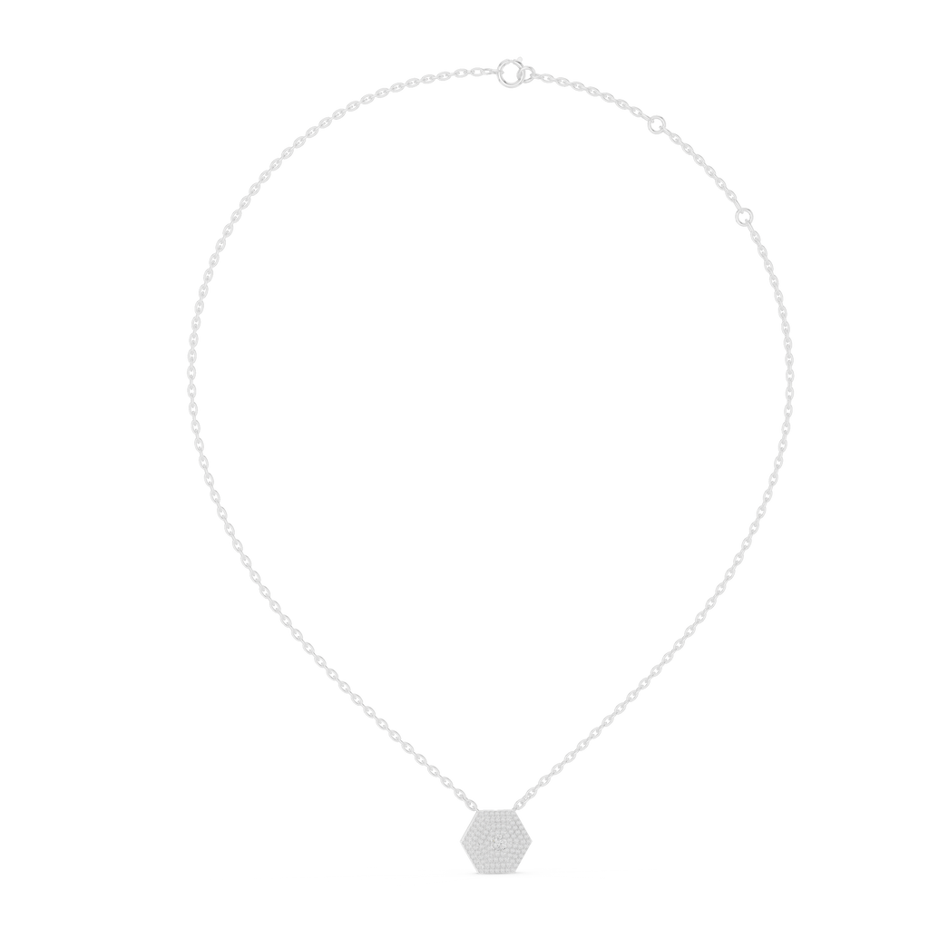 Luxury Hexagon Diamond Pendant Necklace
