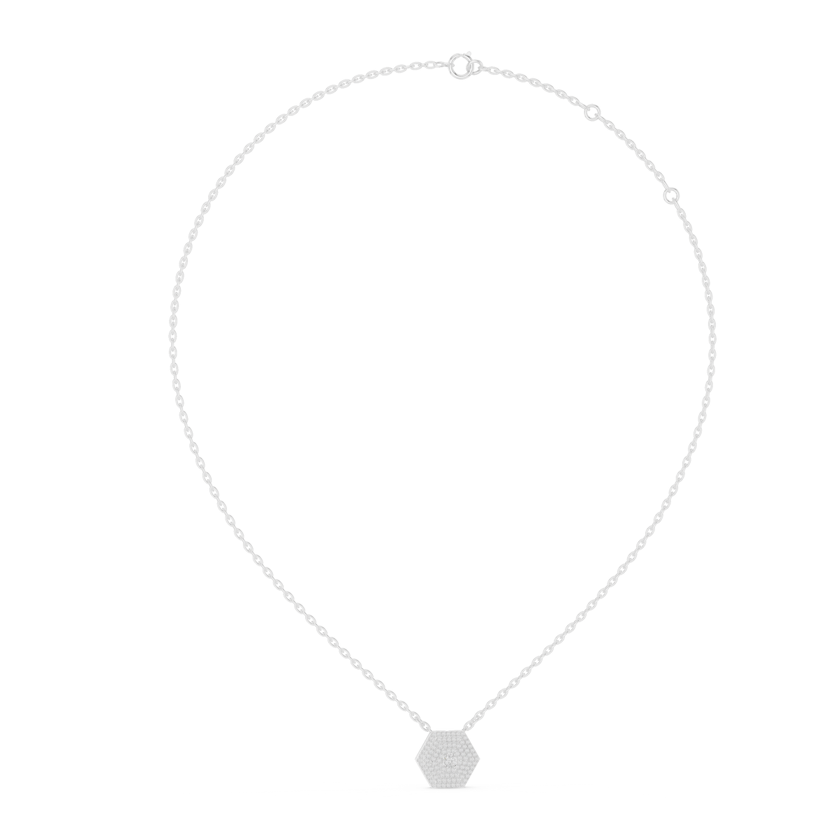 Luxury Hexagon Diamond Pendant Necklace