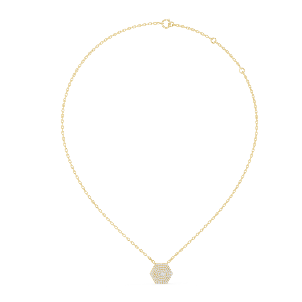 Luxury Hexagon Diamond Pendant Necklace