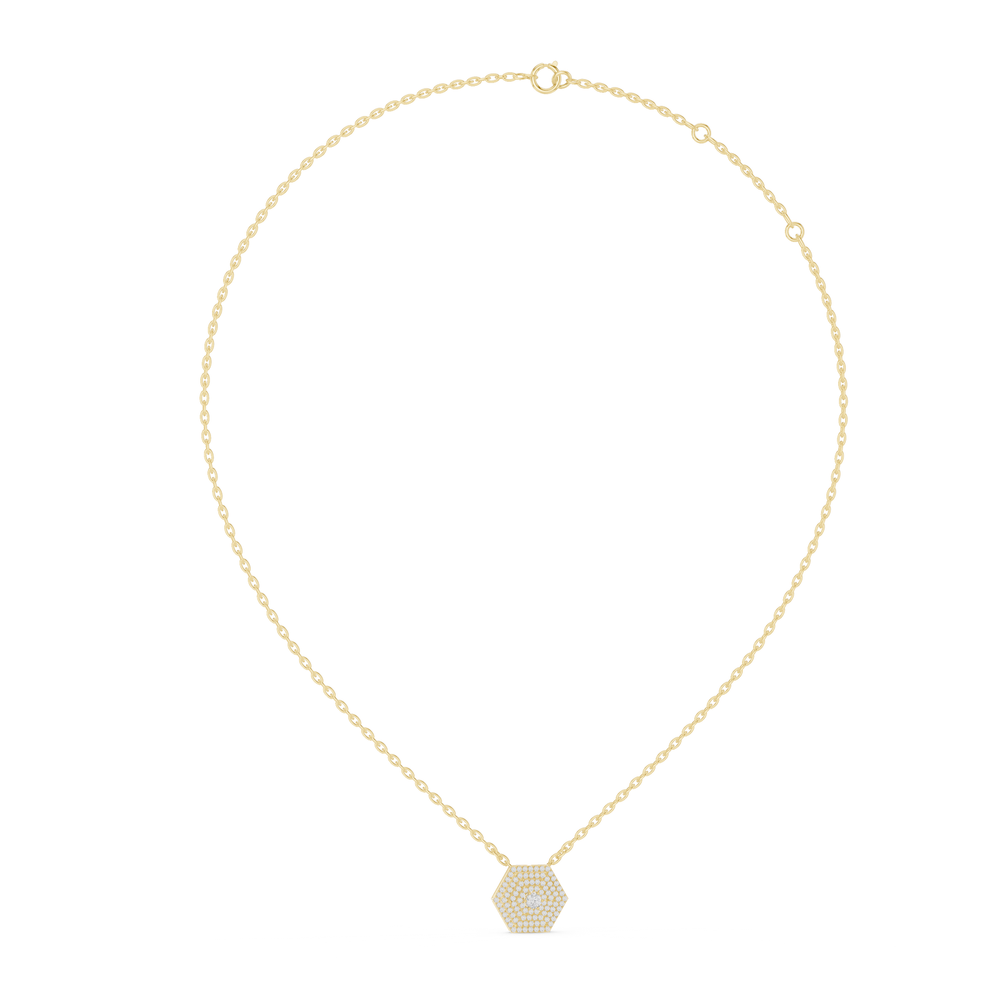 Luxury Hexagon Diamond Pendant Necklace