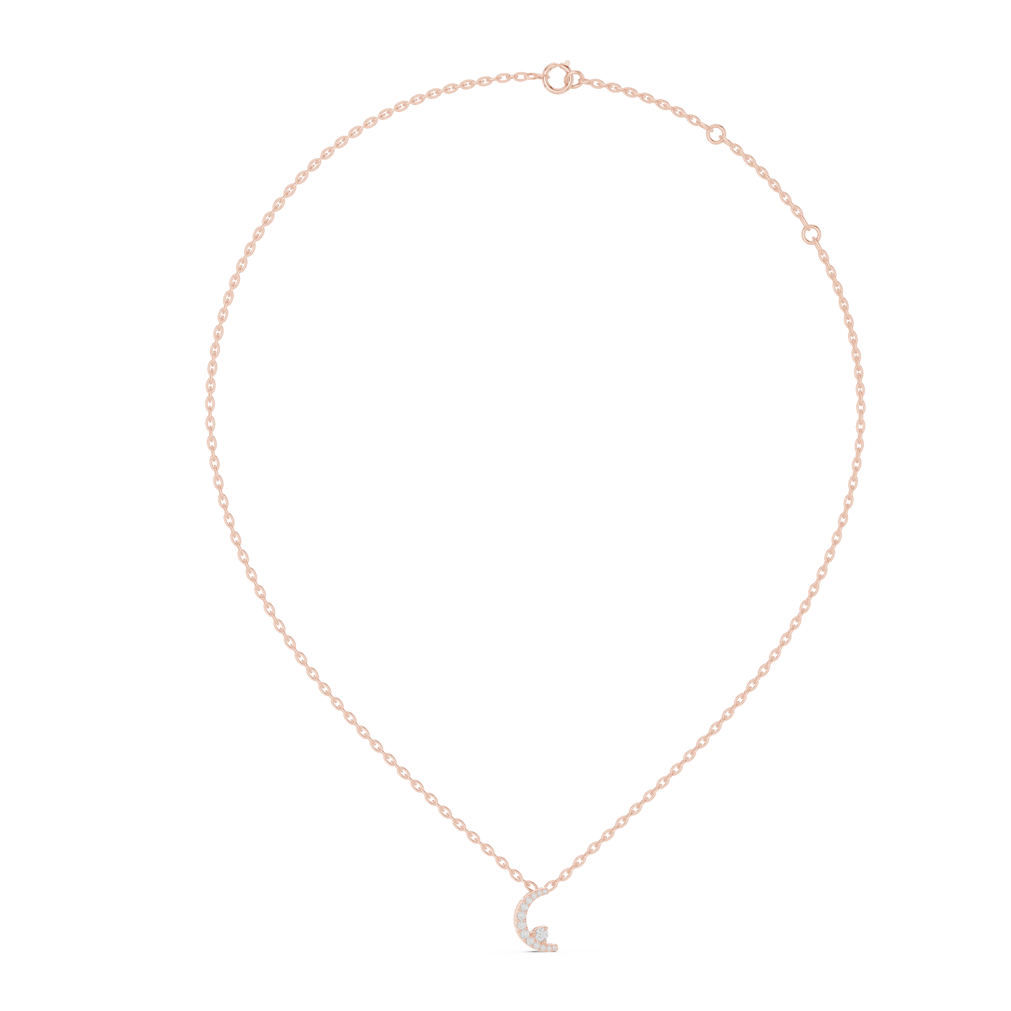 Elegant Moon Shape Diamond Pendant