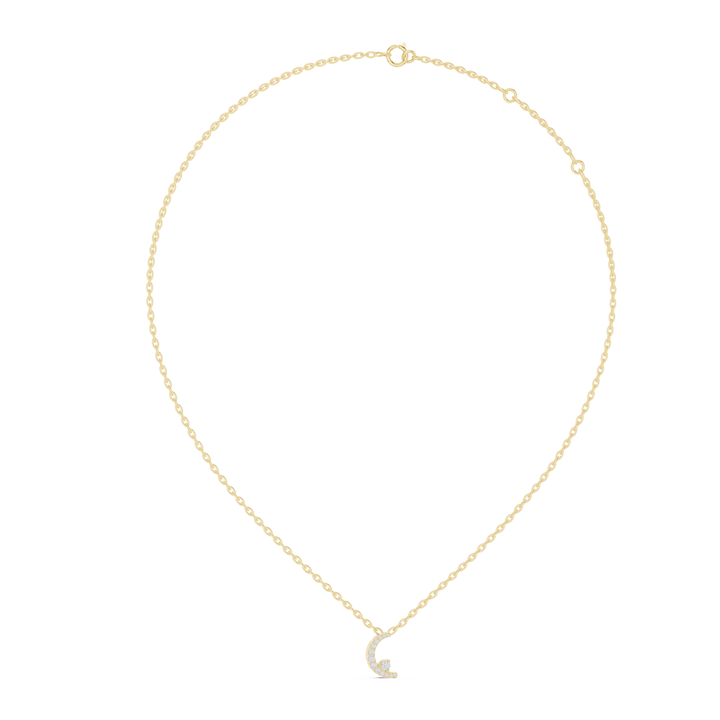 Elegant Moon Shape Diamond Pendant