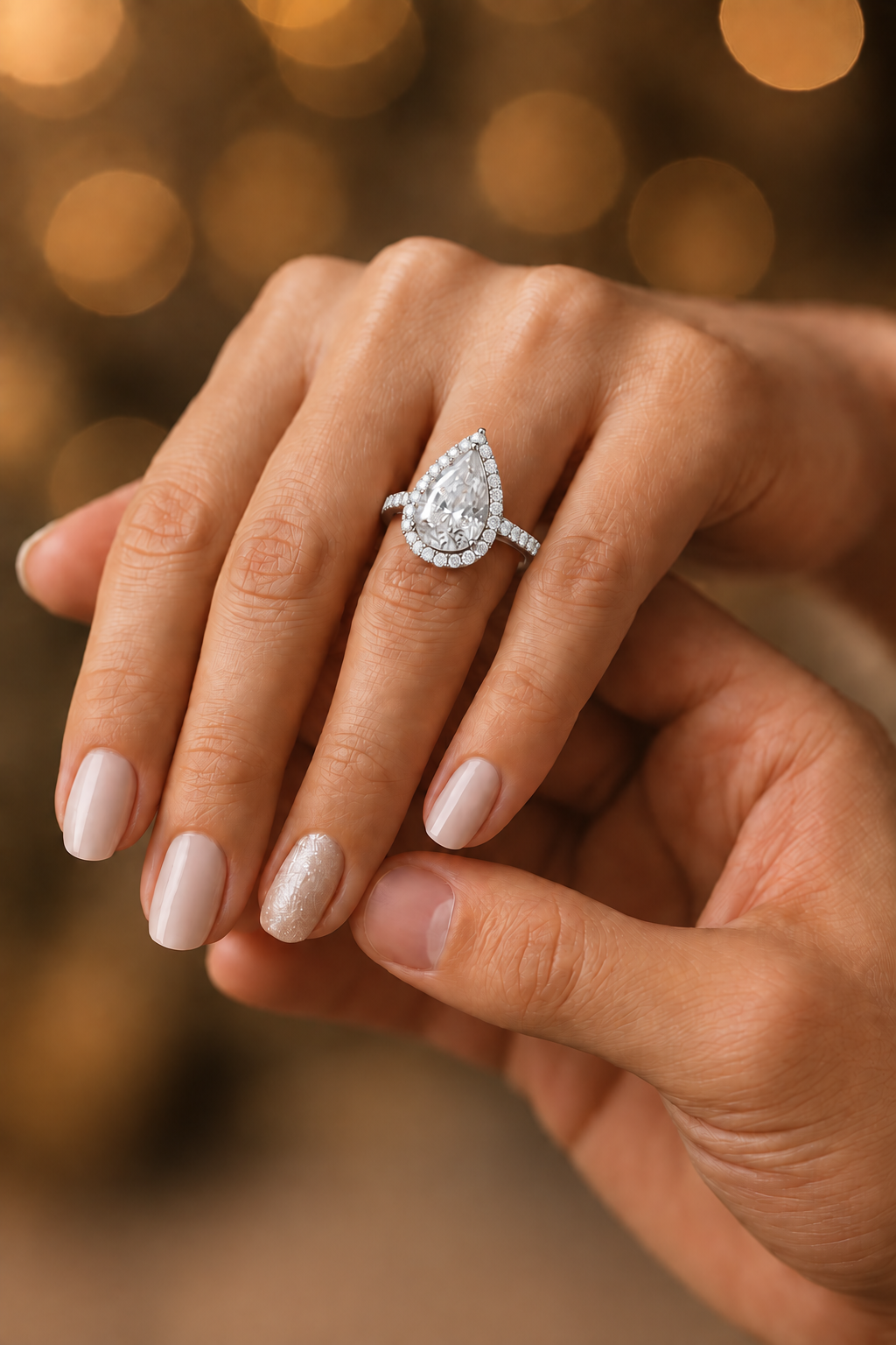 Virellia Pear-Cut Halo Lab Grown Diamond Ring