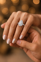 Virellia Pear-Cut Halo Lab Grown Diamond Ring