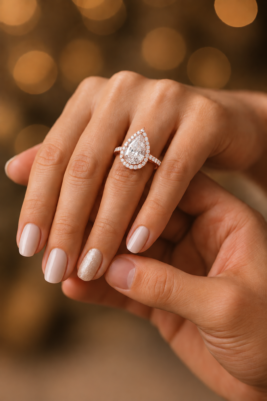 Virellia Pear-Cut Halo Lab Grown Diamond Ring