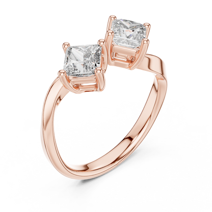 Dual Radiant Cut Diamonds in a Sweeping High-Polish Bypass Setting