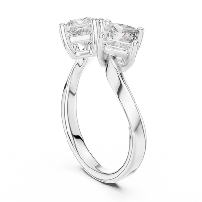 Dual Radiant Cut Diamonds in a Sweeping High-Polish Bypass Setting