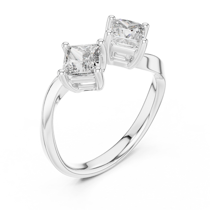 Dual Radiant Cut Diamonds in a Sweeping High-Polish Bypass Setting