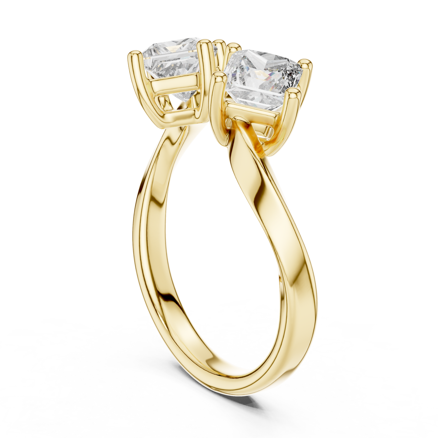 Dual Radiant Cut Diamonds in a Sweeping High-Polish Bypass Setting