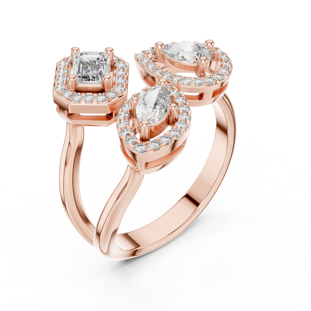 Elowen Trilogy Halo Lab Grown Diamond Ring