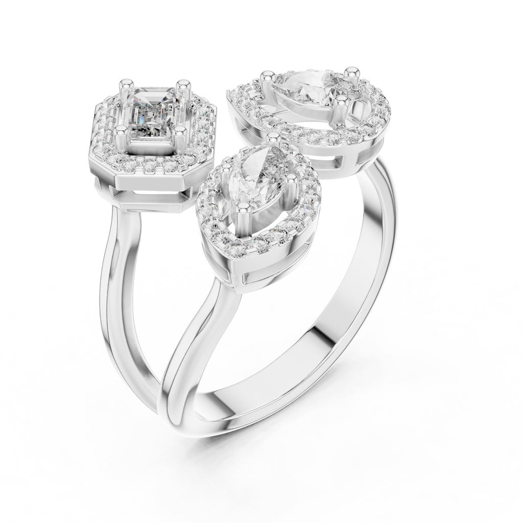 Elowen Trilogy Halo Lab Grown Diamond Ring