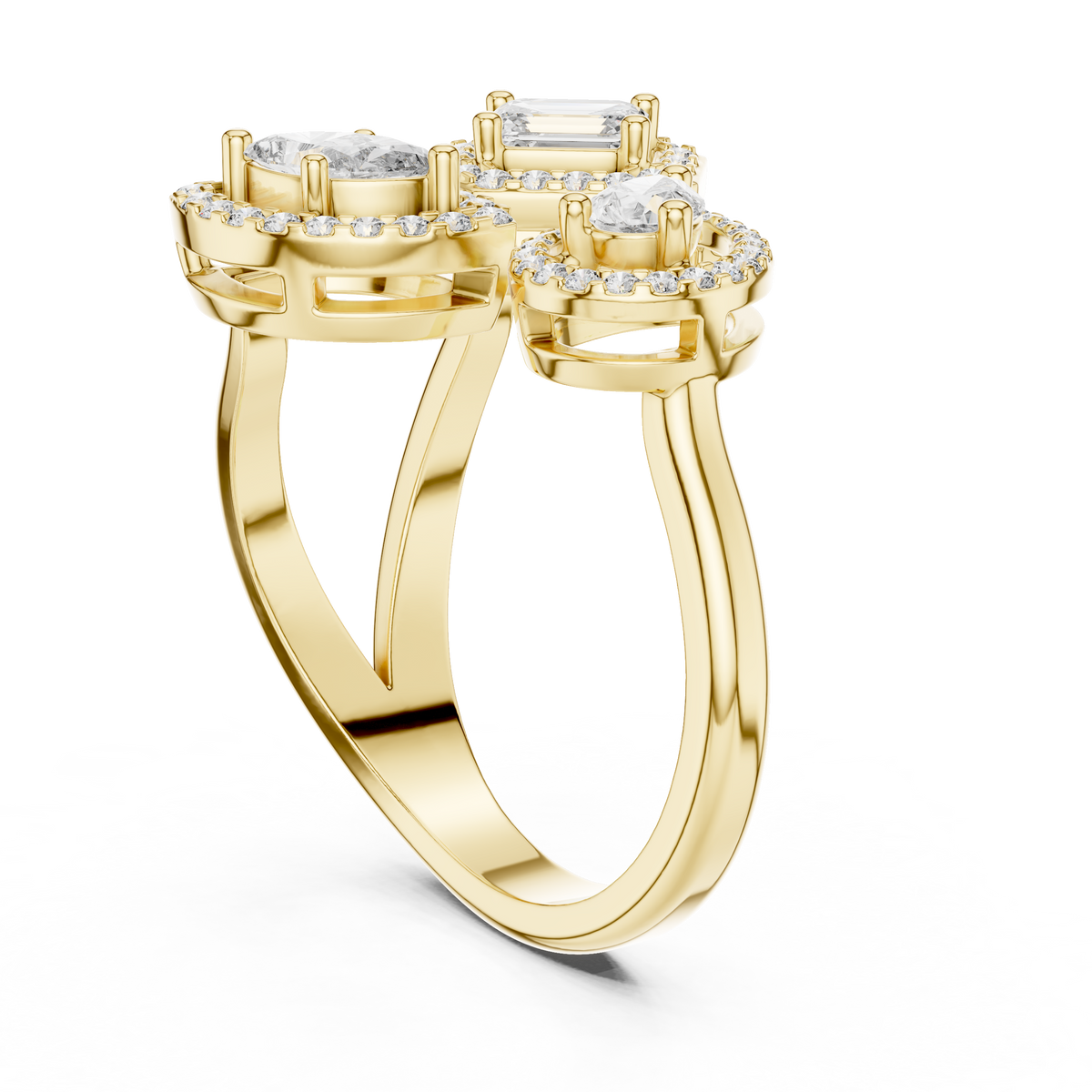 Elowen Trilogy Halo Lab Grown Diamond Ring