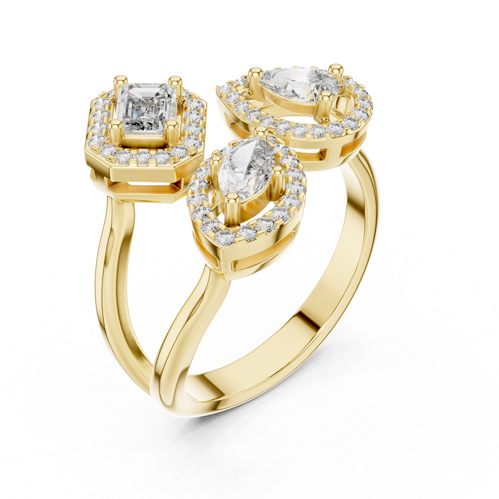 Elowen Trilogy Halo Lab Grown Diamond Ring