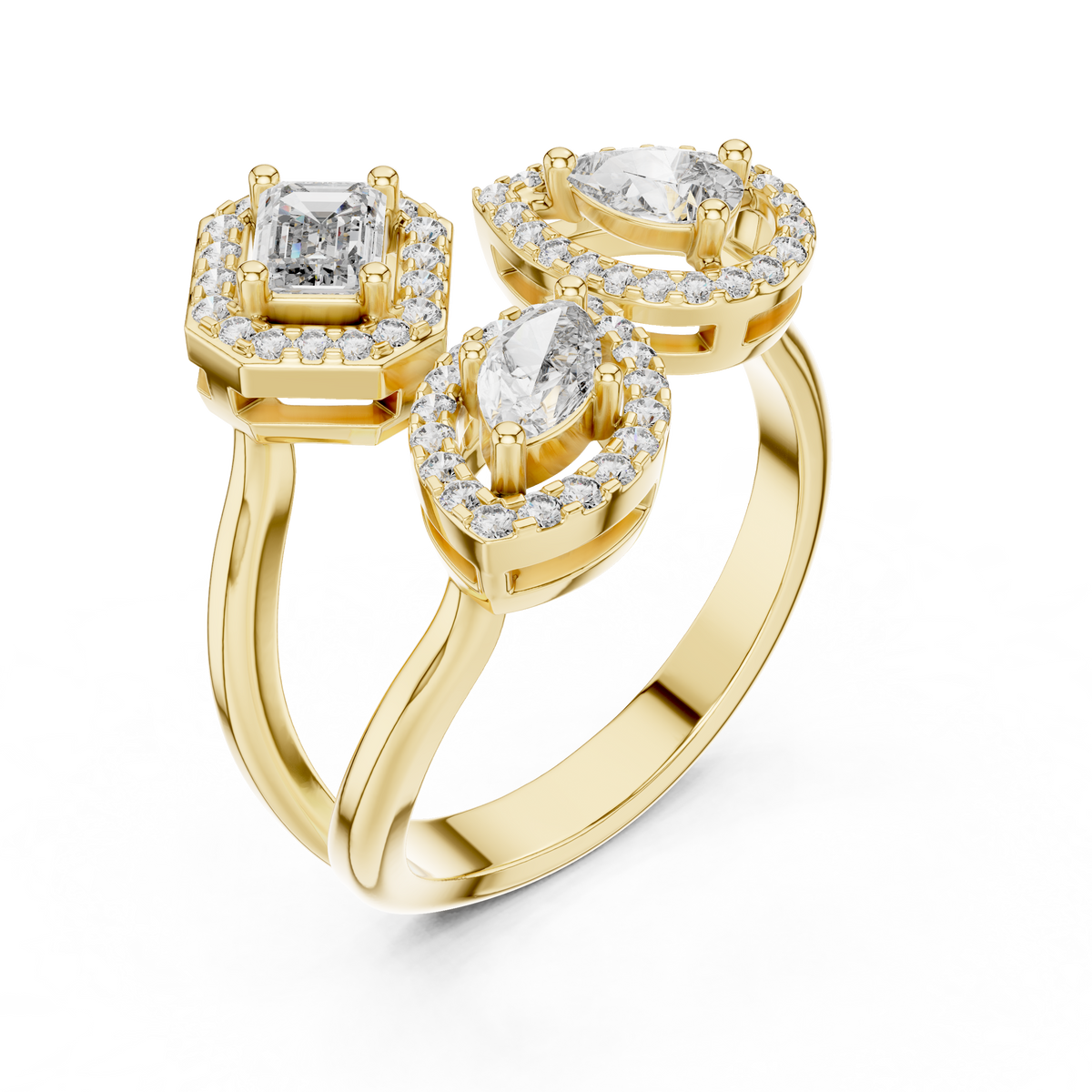 Elowen Trilogy Halo Lab Grown Diamond Ring