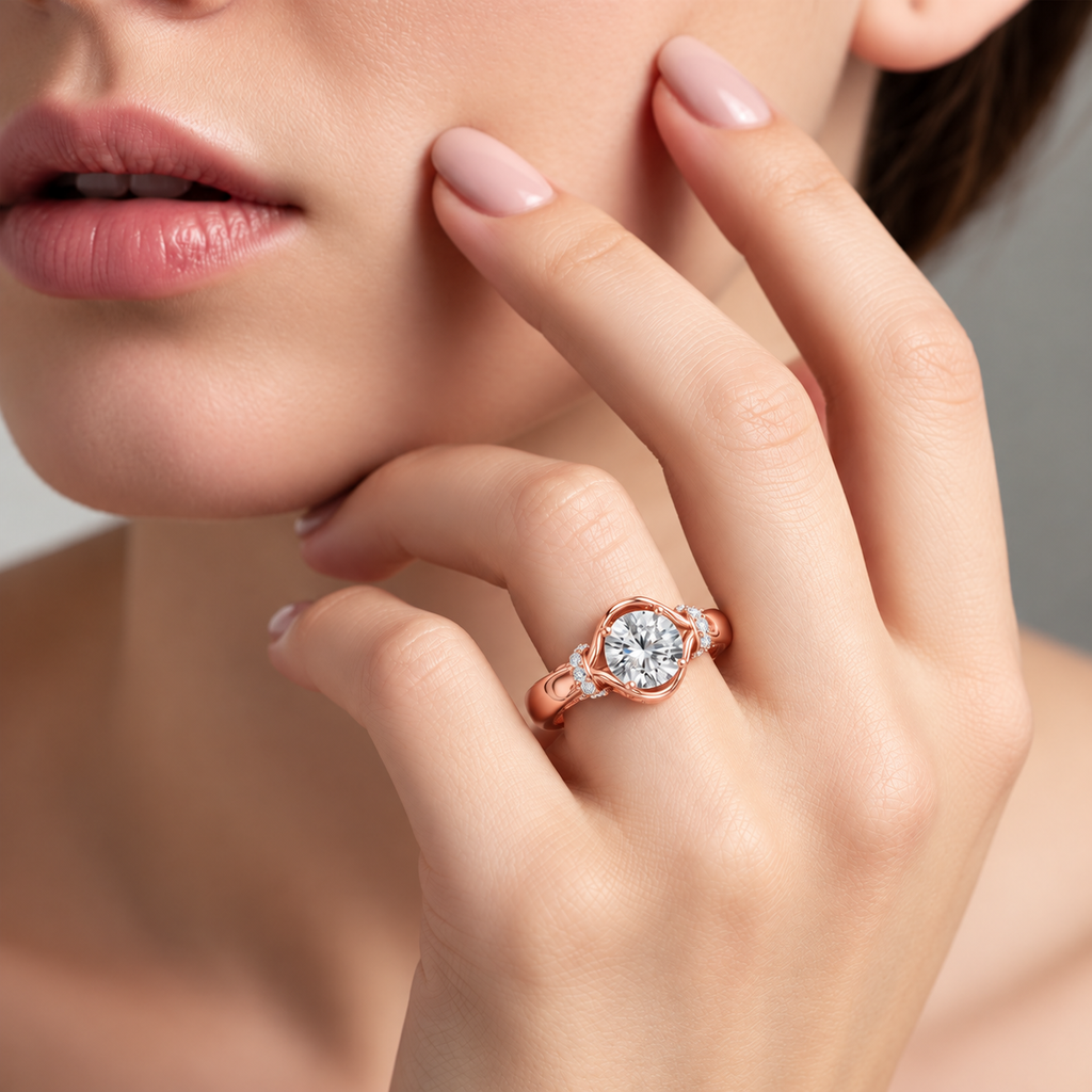 Aurelle Twisted Halo Lab Grown Diamond Solitaire Ring