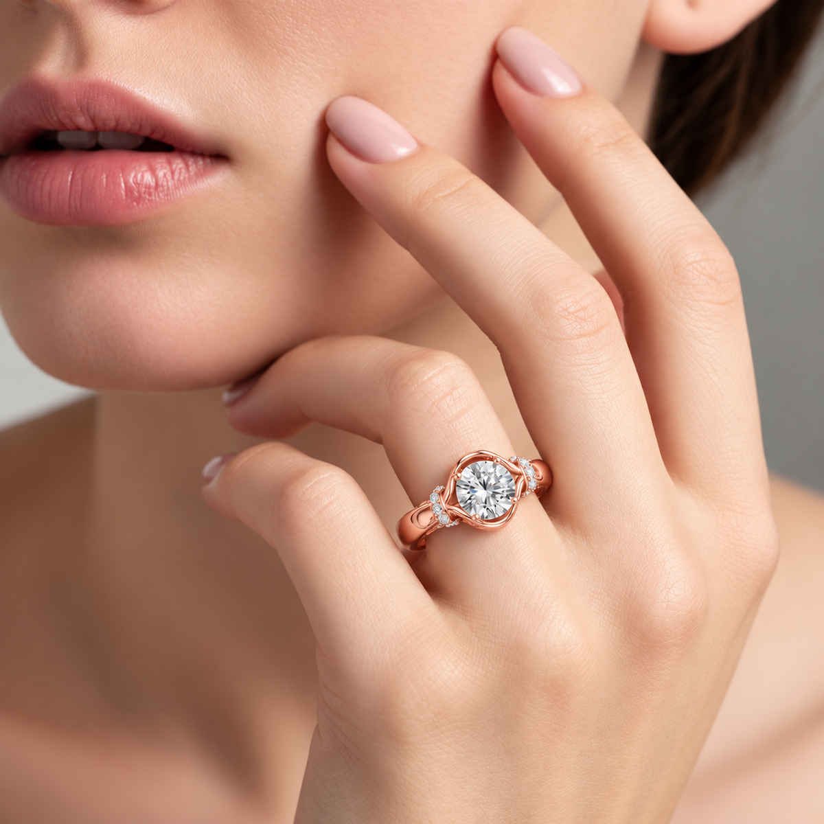 Aurelle Twisted Halo Lab Grown Diamond Solitaire Ring