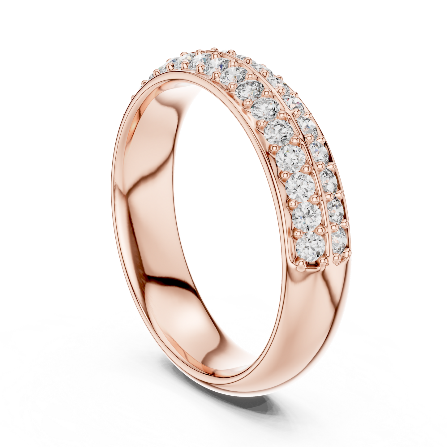 Two-Row Brilliant Diamond Band in a Seamless Scalloped Setting