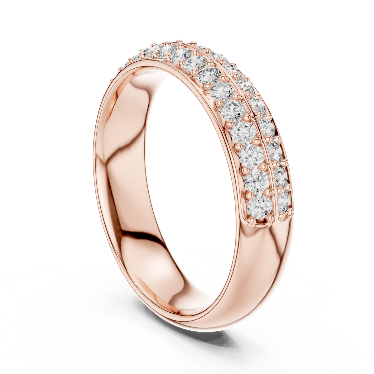 Two-Row Brilliant Diamond Band in a Seamless Scalloped Setting
