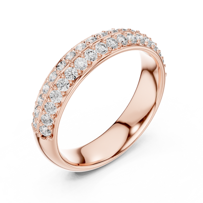 Two-Row Brilliant Diamond Band in a Seamless Scalloped Setting