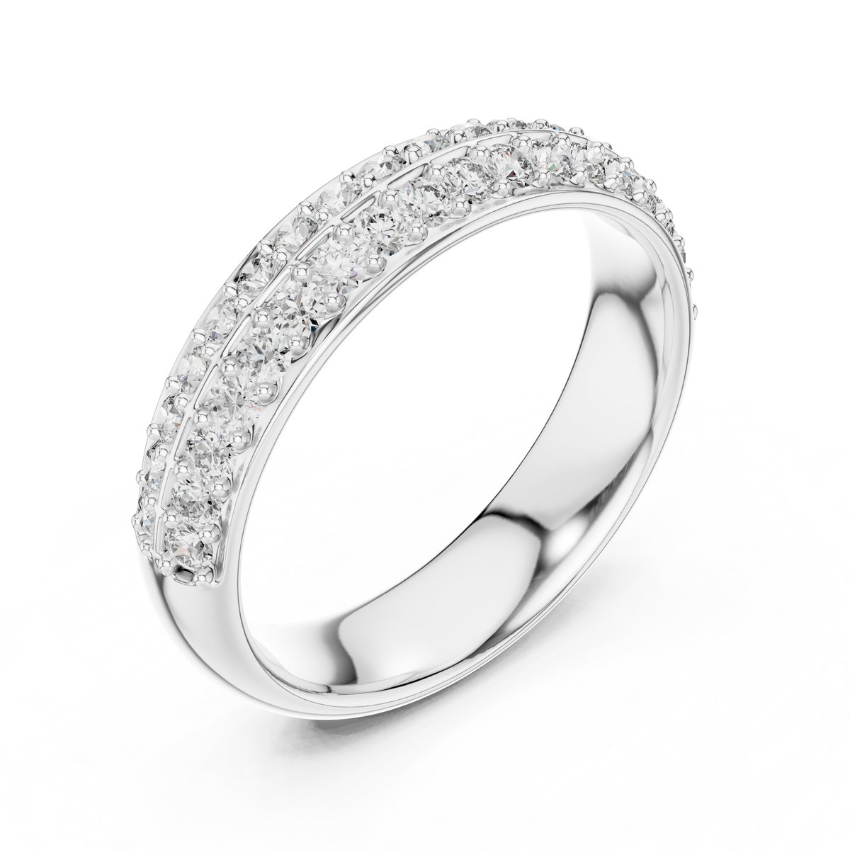 Two-Row Brilliant Diamond Band in a Seamless Scalloped Setting
