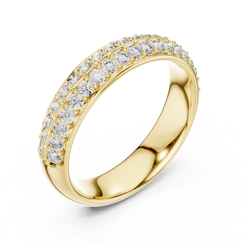 Two-Row Brilliant Diamond Band in a Seamless Scalloped Setting