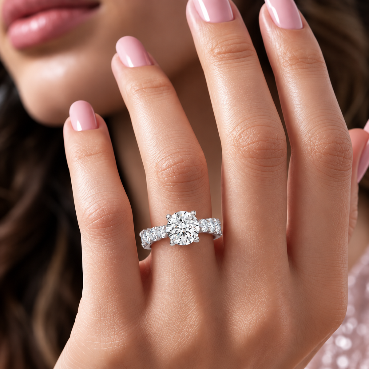 Valenza Graduated Pavé Lab Grown Diamond Engagement Ring
