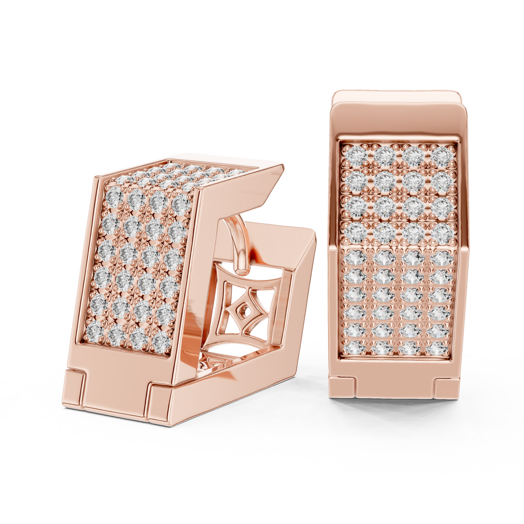 Premium Diamond Hoop Earrings | Stylish Floral Diamond Hoops in Gold