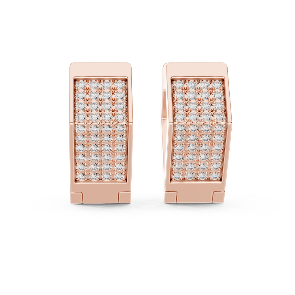 Premium Diamond Hoop Earrings | Stylish Floral Diamond Hoops in Gold