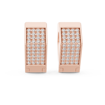 Premium Diamond Hoop Earrings | Stylish Floral Diamond Hoops in Gold
