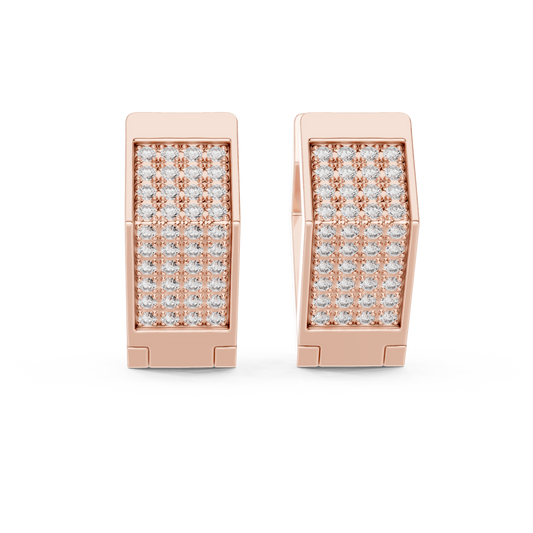 Premium Diamond Hoop Earrings | Stylish Floral Diamond Hoops in Gold