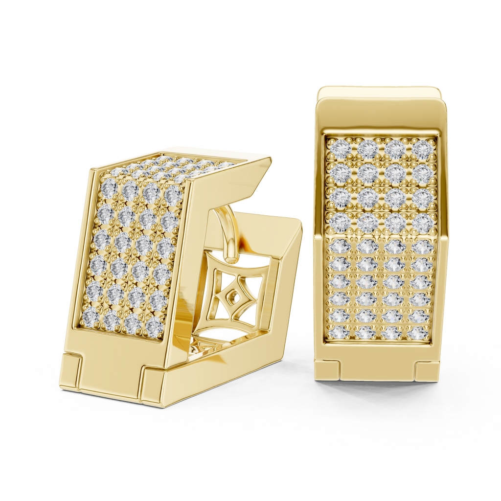 Premium Diamond Hoop Earrings | Stylish Floral Diamond Hoops in Gold