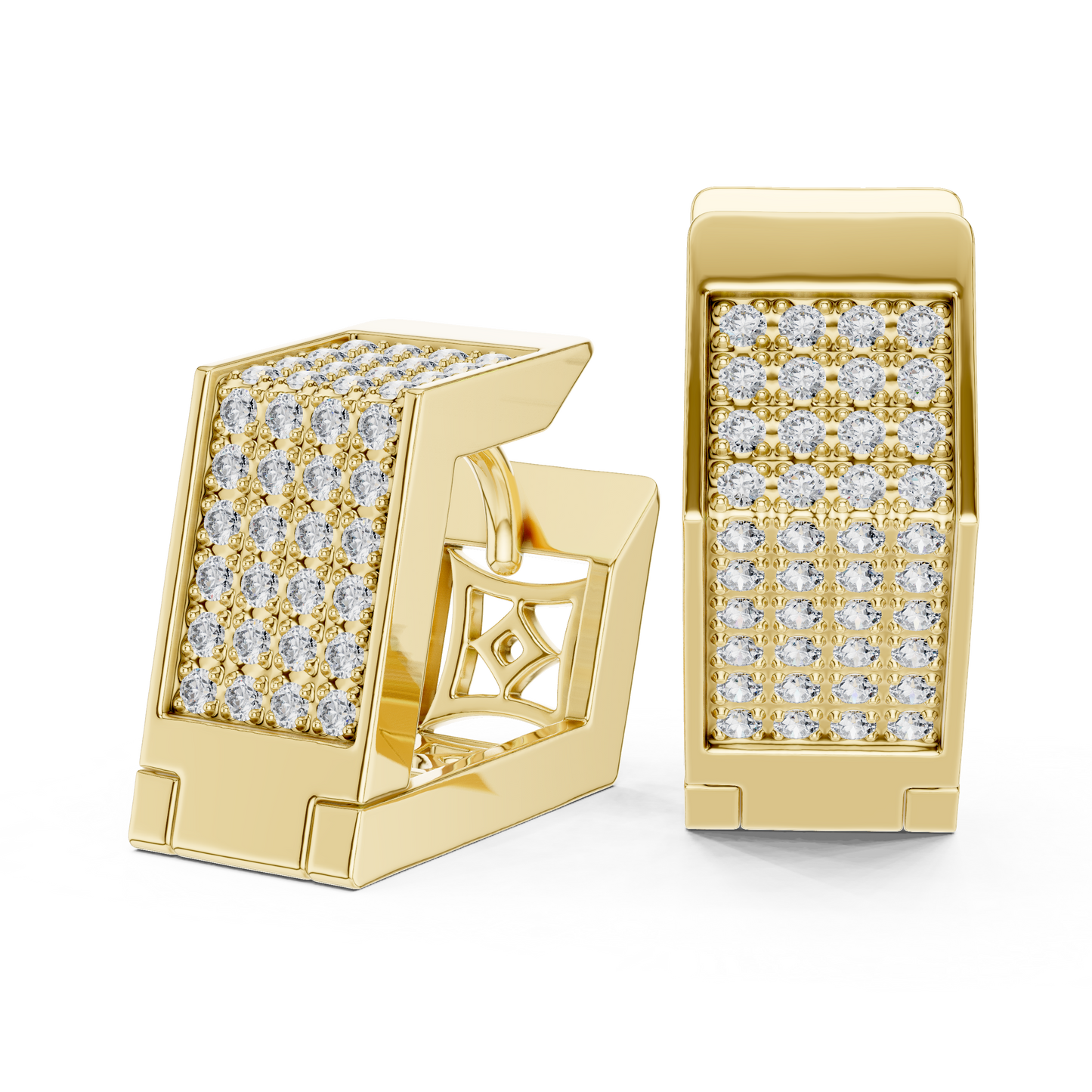 Premium Diamond Hoop Earrings | Stylish Floral Diamond Hoops in Gold