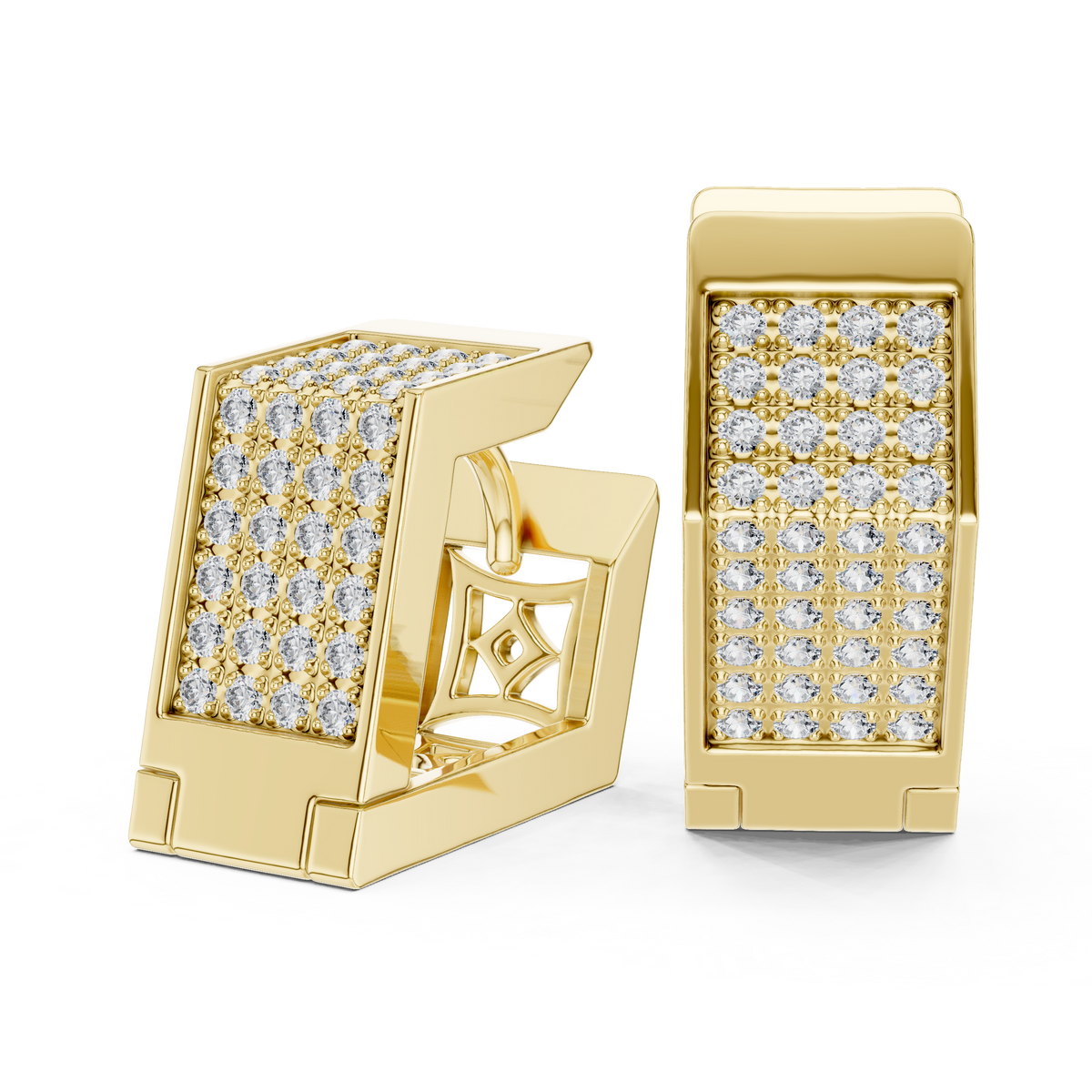 Premium Diamond Hoop Earrings | Stylish Floral Diamond Hoops in Gold