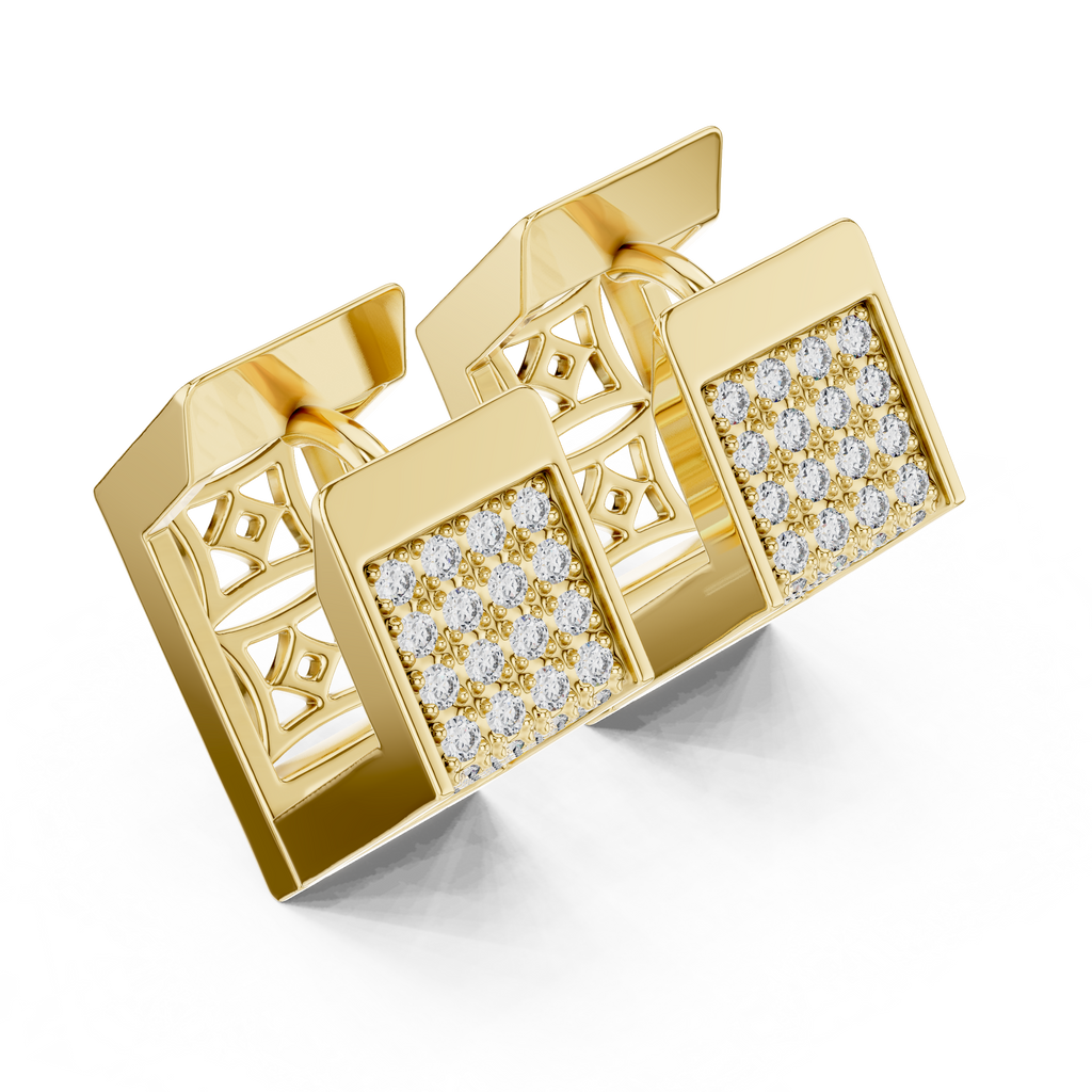Premium Diamond Hoop Earrings | Stylish Floral Diamond Hoops in Gold