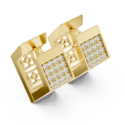 Premium Diamond Hoop Earrings | Stylish Floral Diamond Hoops in Gold