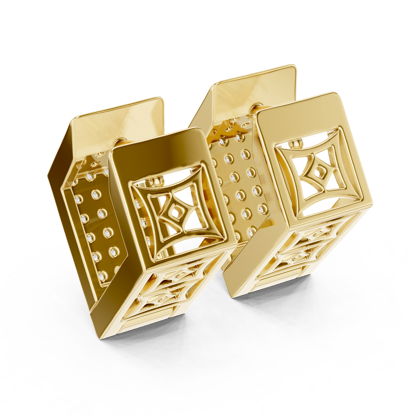 Premium Diamond Hoop Earrings | Stylish Floral Diamond Hoops in Gold