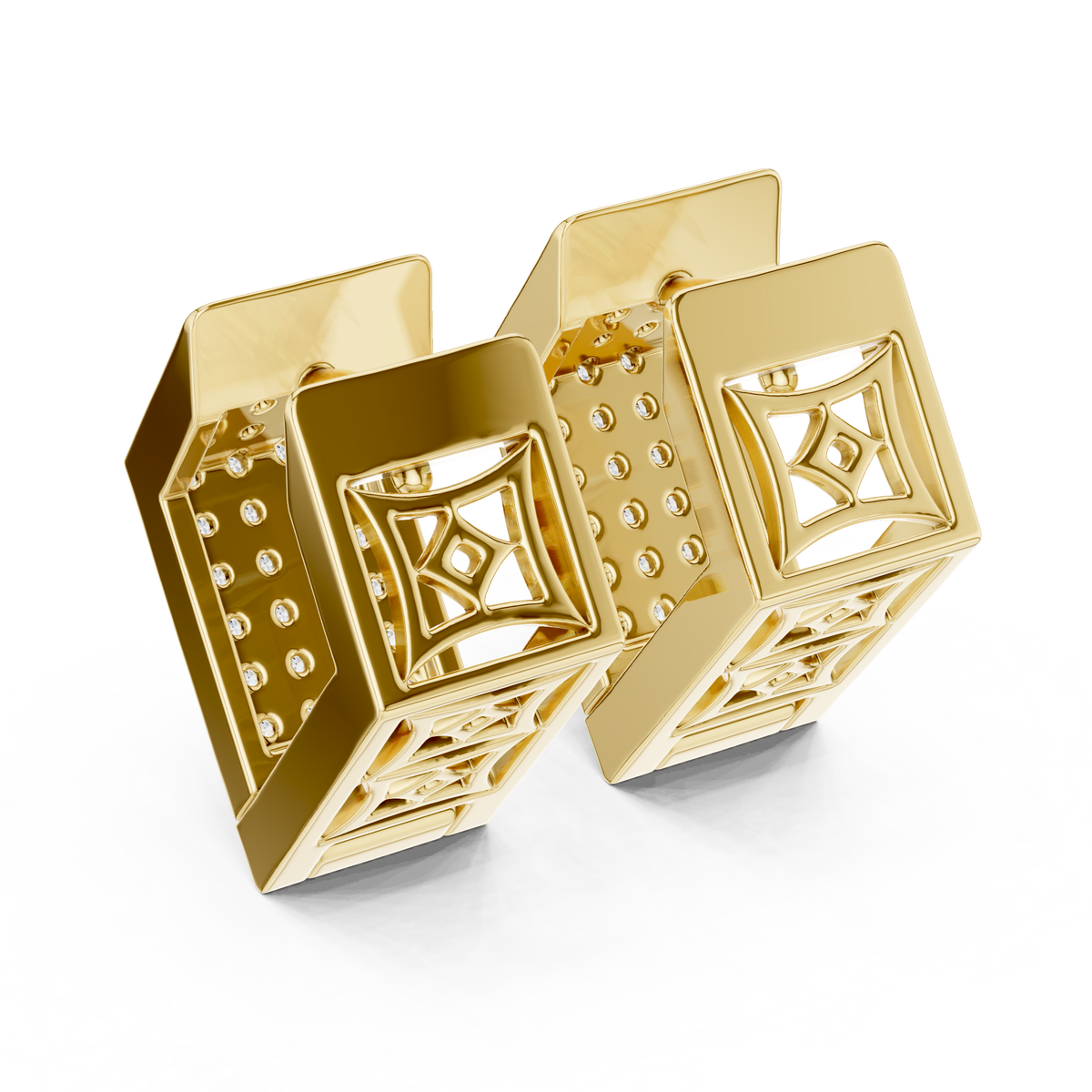 Premium Diamond Hoop Earrings | Stylish Floral Diamond Hoops in Gold