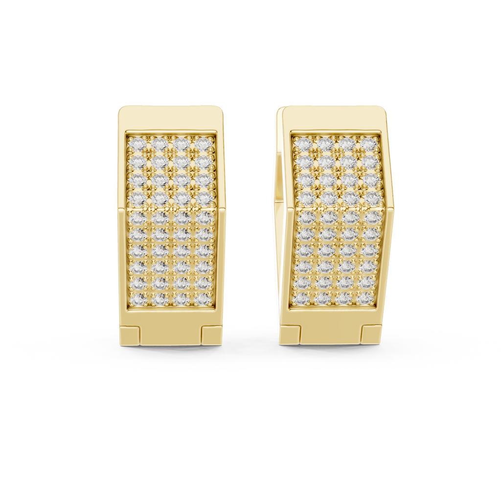 Premium Diamond Hoop Earrings | Stylish Floral Diamond Hoops in Gold