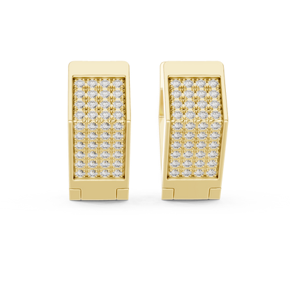 Premium Diamond Hoop Earrings | Stylish Floral Diamond Hoops in Gold