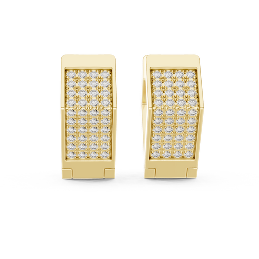 Premium Diamond Hoop Earrings | Stylish Floral Diamond Hoops in Gold