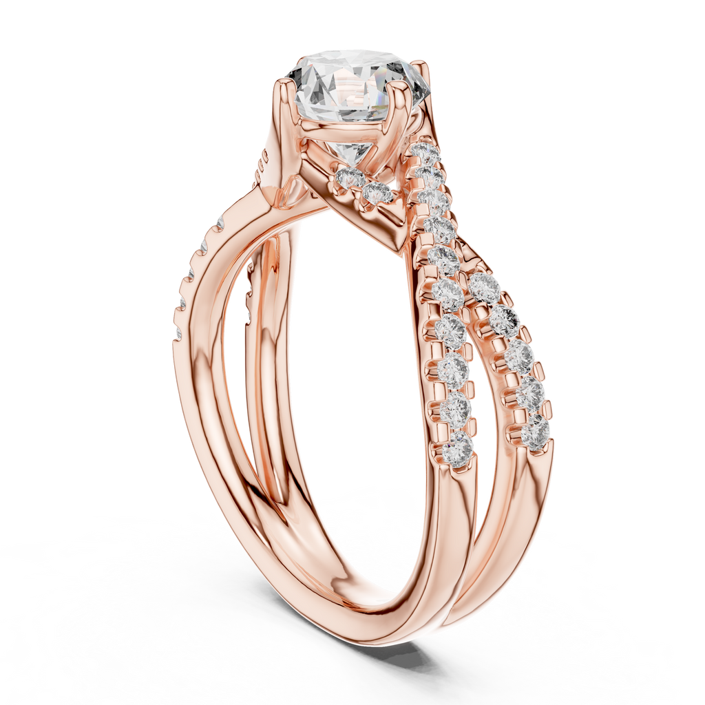 Brilliant Round Diamond with a Triple-Braided Infinity Pavé Shank