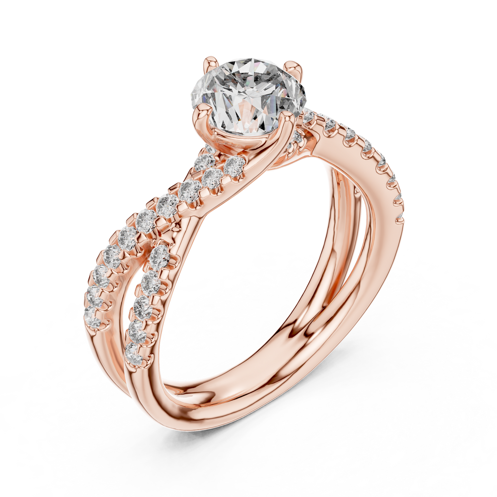 Brilliant Round Diamond with a Triple-Braided Infinity Pavé Shank